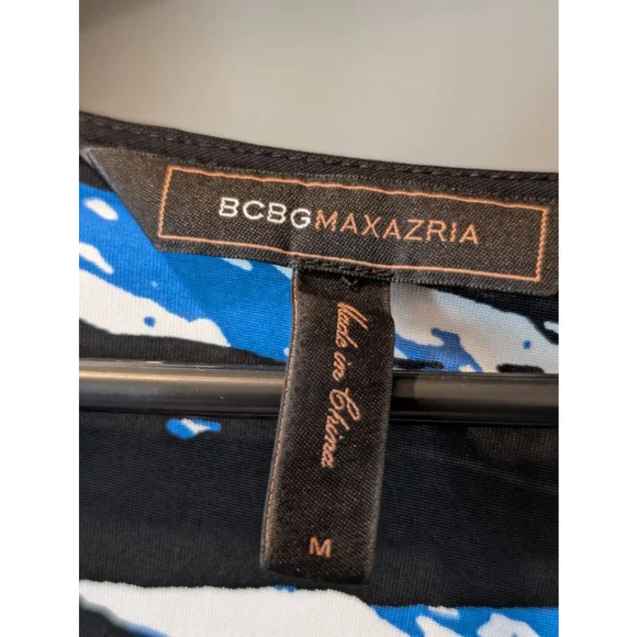 Women's BCBGMAXAZRIA Dress Size M Black Blue Long Sleeve - Picture 4 of 10